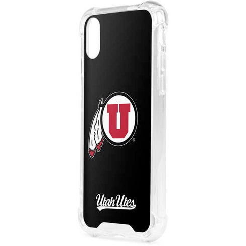 University of Utah Circle and Feather on Black iPhone XS Clear Case