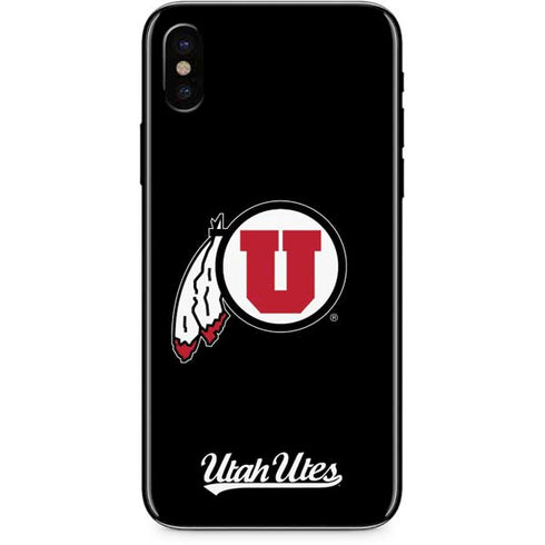Utah Circle and Feather on Black iPhone XS Skin