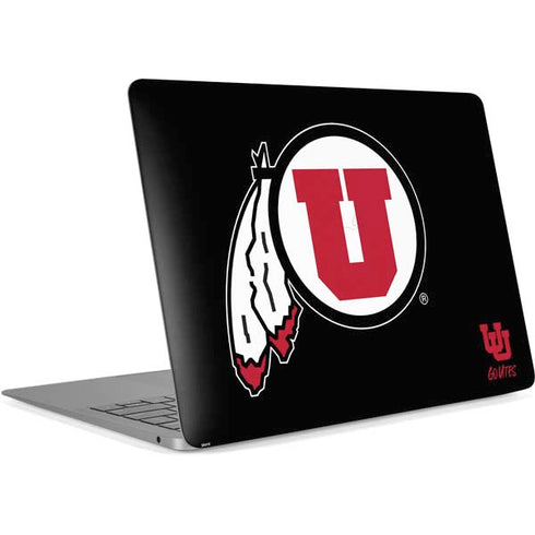 University of Utah Circle and Feather on Black Apple MacBook Air Skin