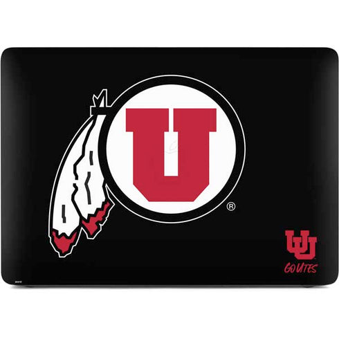 University of Utah Circle and Feather on Black Apple MacBook Air Skin