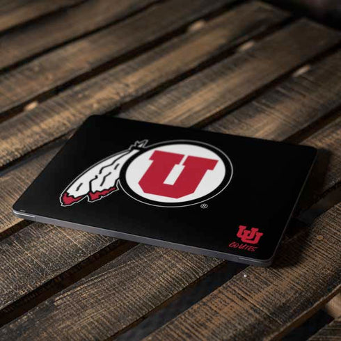 University of Utah Circle and Feather on Black Apple MacBook Air Skin