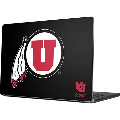 University of Utah Circle and Feather on Black Apple MacBook Pro 14-inch Skin