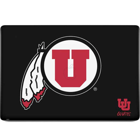 University of Utah Circle and Feather on Black MacBook Skins
