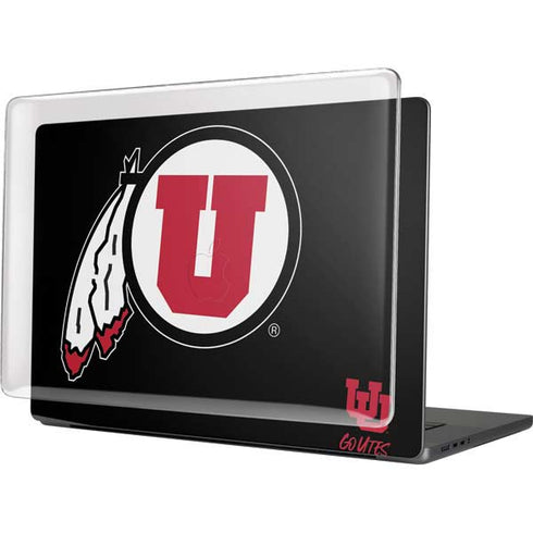 University of Utah Circle and Feather on Black MacBook Cases