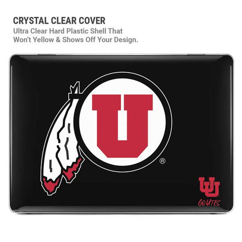 University of Utah Circle and Feather on Black MacBook Cases