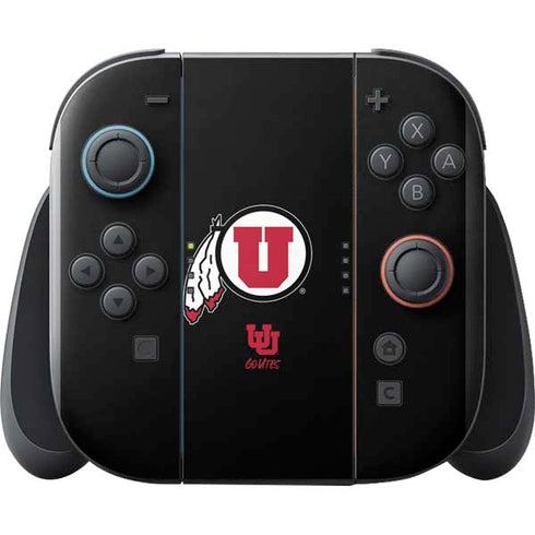University of Utah Circle and Feather on Black Nintendo Switch 2 (2025) with Joy-Con Skin