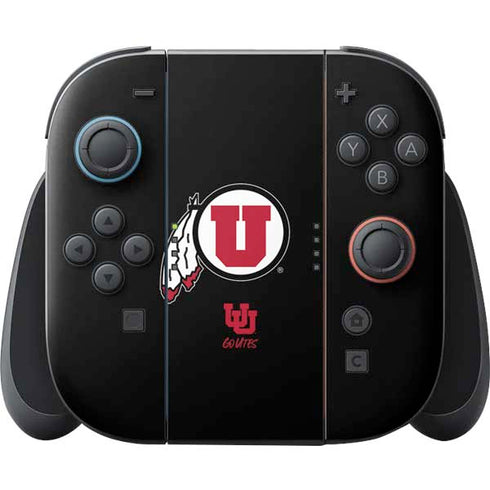 University of Utah Circle and Feather on Black Nintendo Switch 2 (2025) Joy-Con Controller Skin