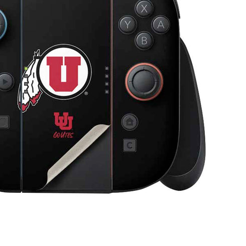 University of Utah Circle and Feather on Black Nintendo Switch 2 (2025) Joy-Con Controller Skin