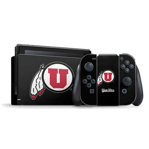 Utah Circle and Feather on Black Nintendo Switch Bundle Skin