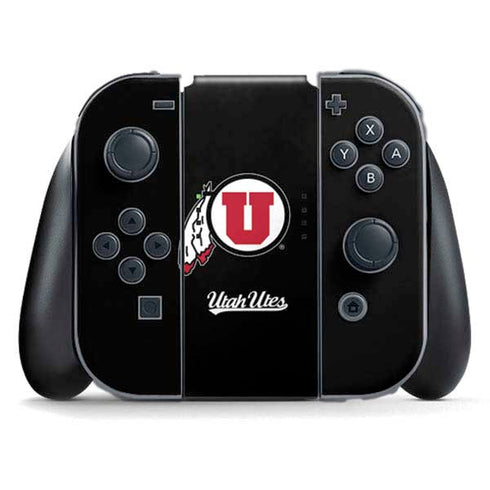 University of Utah Circle and Feather on Black Nintendo Switch (2017-2021) Joy-Con Controller Skin