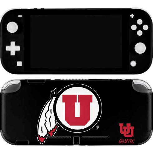 University of Utah Circle and Feather on Black Nintendo Skins