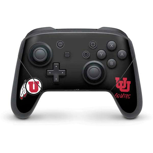University of Utah Circle and Feather on Black Nintendo Skins