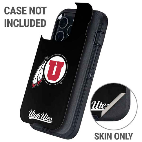 University of Utah Circle and Feather on Black Otterbox Defender iPhone Skin