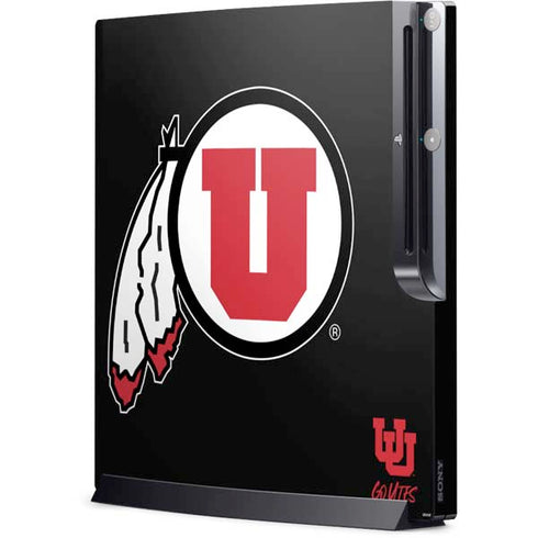 Utah Circle and Feather on Black Playstation 3 & PS3 Slim Skin