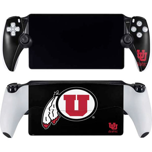 University of Utah Circle and Feather on Black PlayStation PS5 Skins