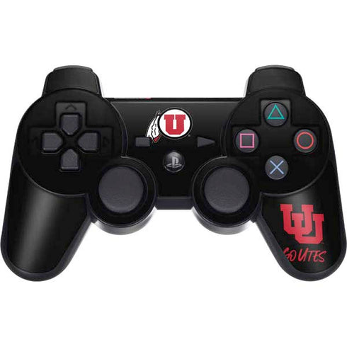 Utah Circle and Feather on Black PS3 Dual Shock wireless controller Skin