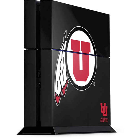 University of Utah Circle and Feather on Black PlayStation PS4 Skins