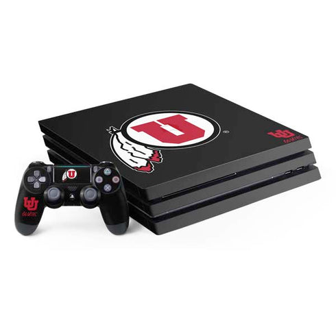 University of Utah Circle and Feather on Black PlayStation PS4 Skins