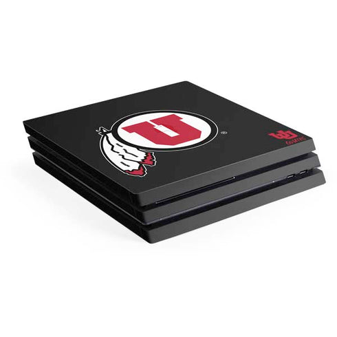 University of Utah Circle and Feather on Black PlayStation PS4 Skins