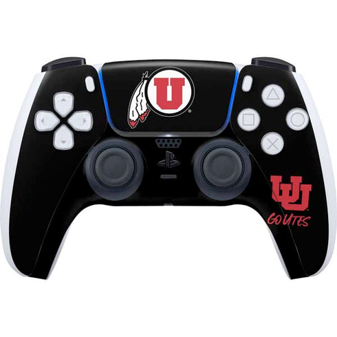 University of Utah Circle and Feather on Black PlayStation PS5 Skins