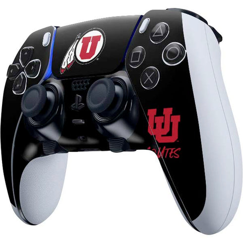 Utah Circle and Feather on Black PS5 DualSense Edge Pro Controller Skin