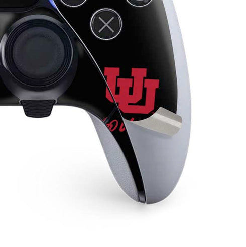 Utah Circle and Feather on Black PS5 DualSense Edge Pro Controller Skin