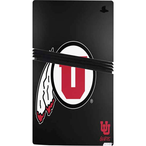 University of Utah Circle and Feather on Black PS5 Pro Bundle Skin