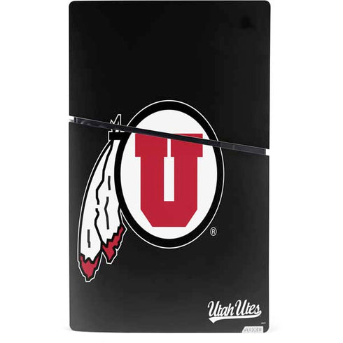 University of Utah Circle and Feather on Black PS5 Slim Digital Edition Console Skin