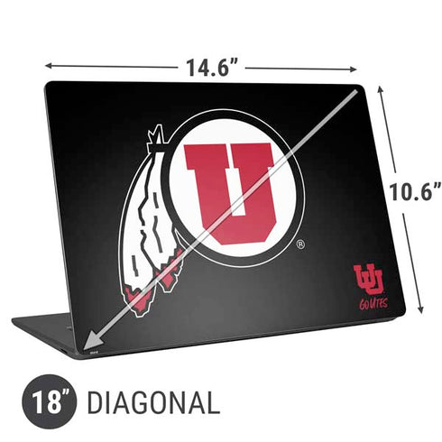 Utah Circle and Feather on Black Universal Laptop 18in (14.6 x 10.6in) Skin