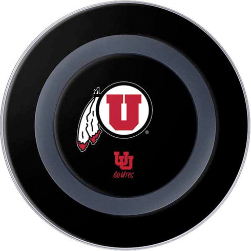 Utah Circle and Feather on Black Wireless Charger Skin
