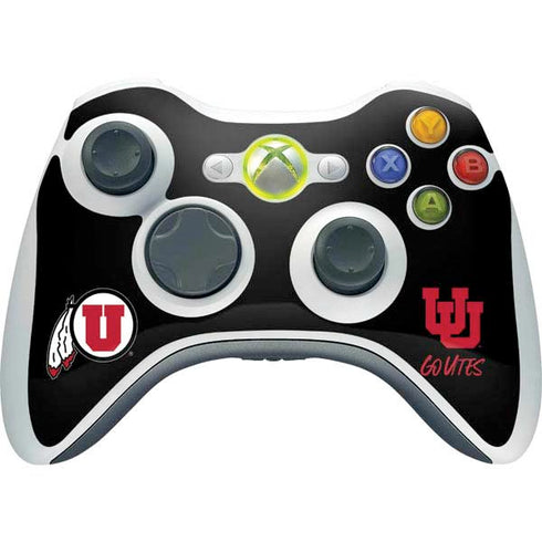 Utah Circle and Feather on Black Xbox 360 Wireless Controller Skin