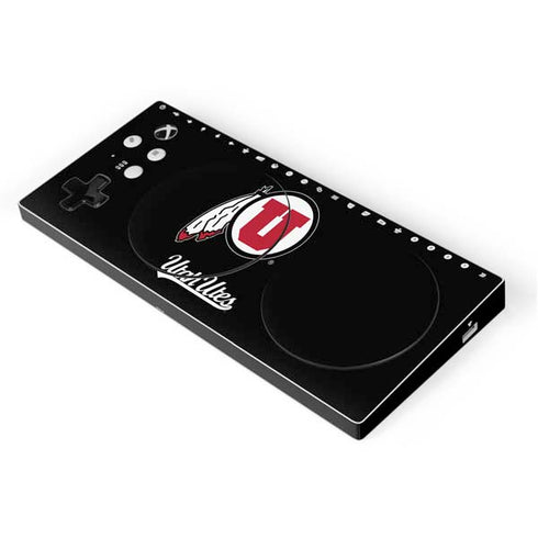 Utah Circle and Feather on Black Xbox Adaptive Controller Skin