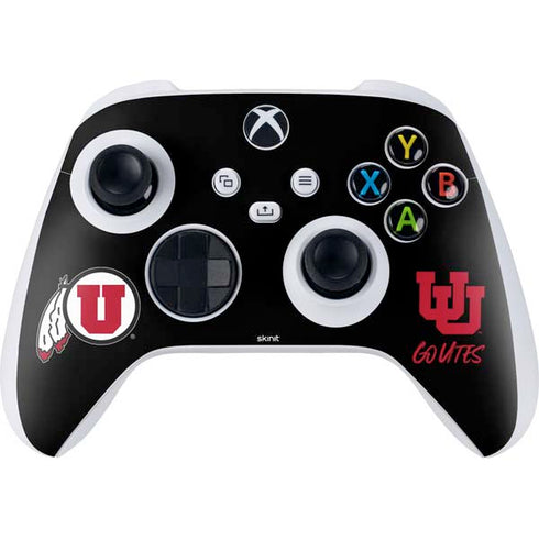 Utah Circle and Feather on Black Xbox Series S Controller Skin