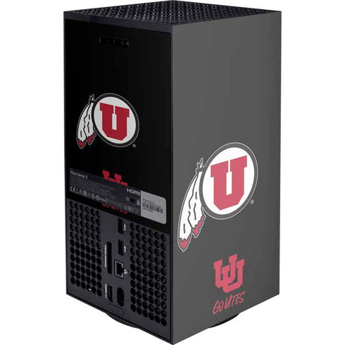 University of Utah Circle and Feather on Black XBox Series X Digital Edition Console Skin