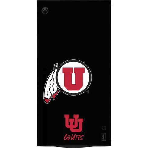 University of Utah Circle and Feather on Black XBox Series X Digital Edition Console Skin