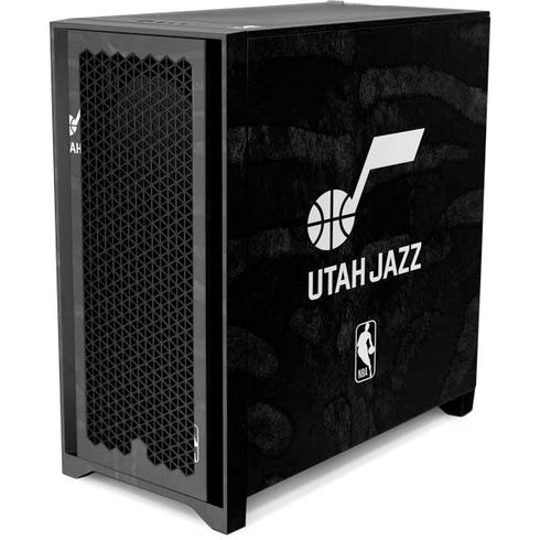 NBA Utah Jazz Black Animal Print Corsair 4000D Tempered Glass Mid-Tower ATX Case Skin