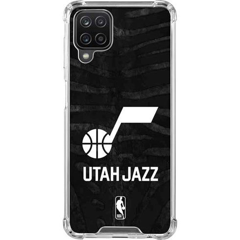 NBA Utah Jazz Black Animal Print Galaxy A12 Clear Case