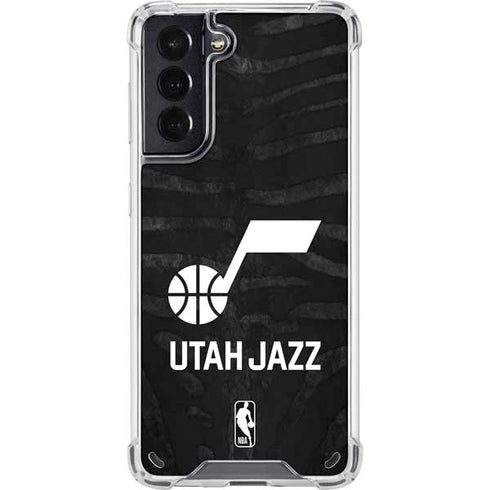 NBA Utah Jazz Black Animal Print Galaxy S21 5G Clear Case
