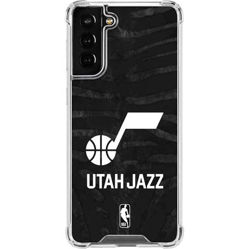 NBA Utah Jazz Black Animal Print Galaxy S21 FE Clear Case
