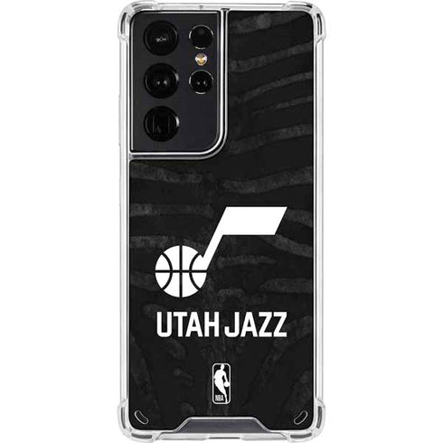 NBA Utah Jazz Black Animal Print Galaxy S21 Ultra 5G Clear Case