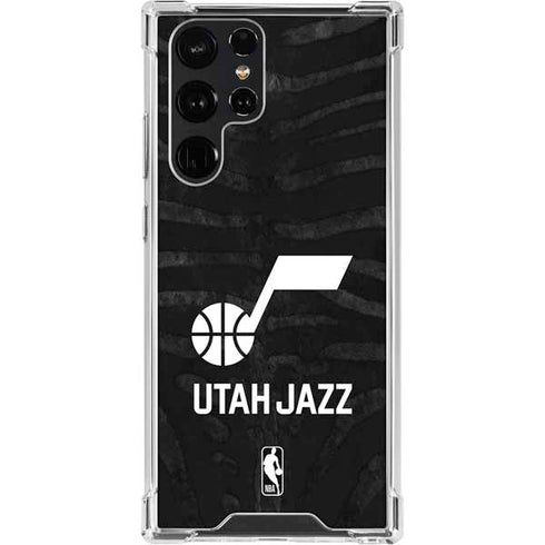 NBA Utah Jazz Black Animal Print Galaxy S22 Ultra Clear Case