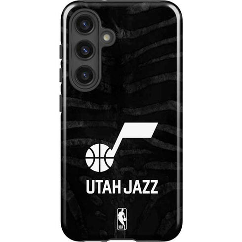 NBA Utah Jazz Black Animal Print Galaxy S25 Plus Impact Case