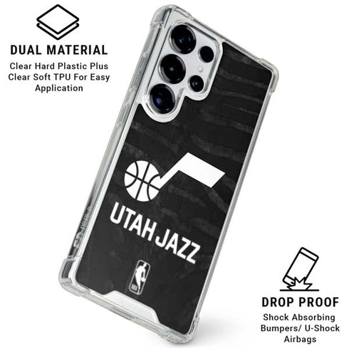 NBA Utah Jazz Black Animal Print Galaxy S25 Ultra Clear Case