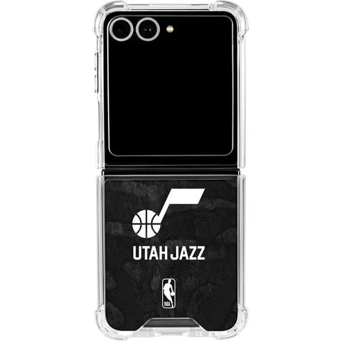 NBA Utah Jazz Black Animal Print Galaxy Z Flip7 Clear Case