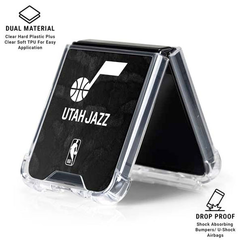 NBA Utah Jazz Black Animal Print Galaxy Z Flip7 Clear Case