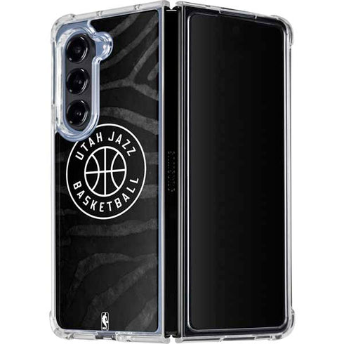 NBA Utah Jazz Black Animal Print Galaxy Z Fold5 5G Clear Case