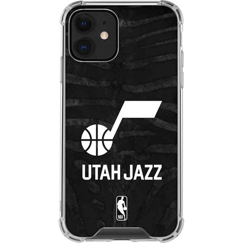 NBA Utah Jazz Black Animal Print iPhone 12 Clear Case