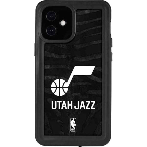 NBA Utah Jazz Black Animal Print iPhone 12 Mini Waterproof Case