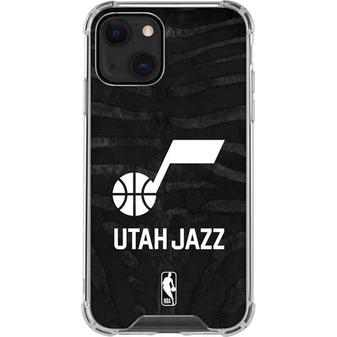 NBA Utah Jazz Black Animal Print iPhone 13 Mini Clear Case