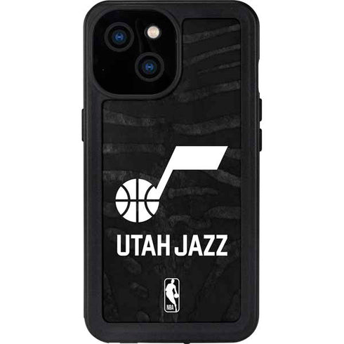NBA Utah Jazz Black Animal Print iPhone 13 Mini Waterproof Case